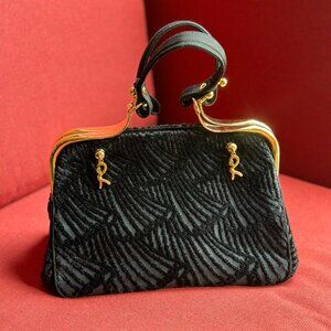 *NWT* Roberta Di Camerino Black Velvet Initial Satchel Bag *Vintage*